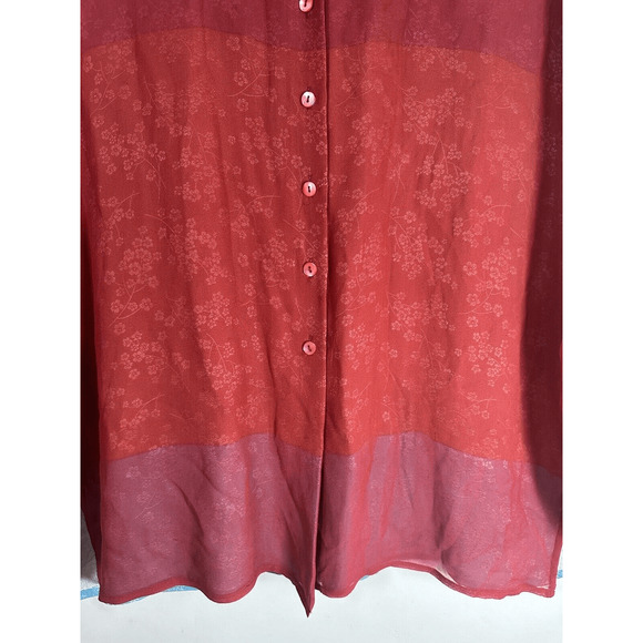 Armand Ventilo Red Silk Floral Underlay button up Woman’s EU 42 US 10 GUC - Picture 11 of 16